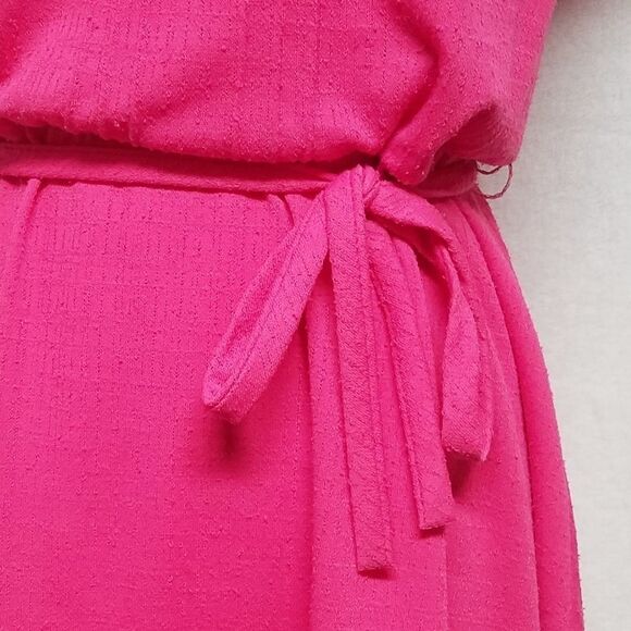 𝅺VINTAGE 70s Route One Pink Tie Waist A-line Dress - Picture 5 of 10
